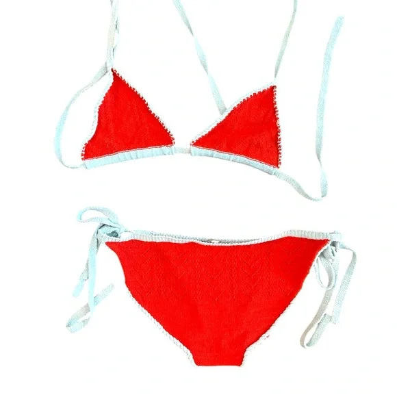 Ashley Paige Red and light blue Bikini Set Size M - Picture 3 of 6